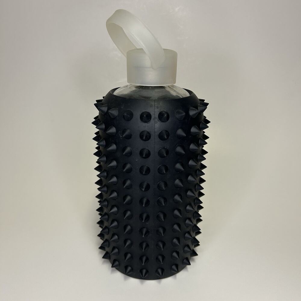 BKR Glass Water Big Bottle Spiked Jet Black 32oz 1L